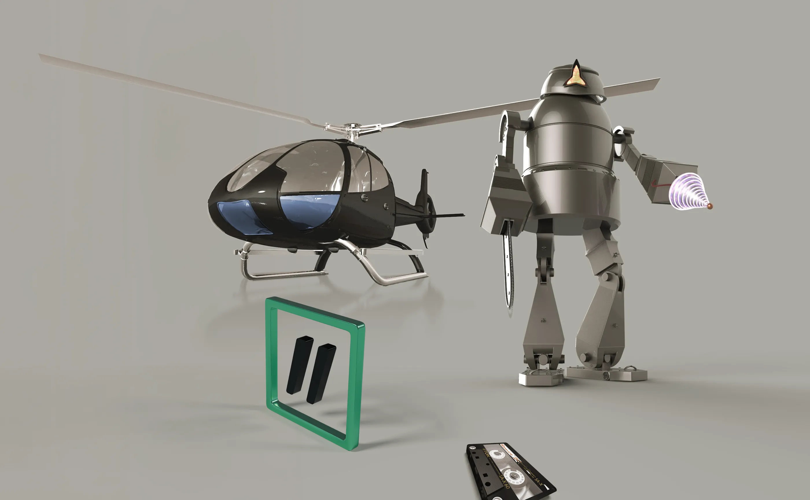 Modelado y renders 3D de helicópteros y robots con BigWeb